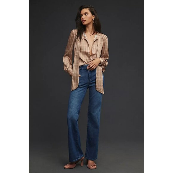Anthropologie Pilcro Women 27 Polished Mid Rise Bootcut Jeans Dark Wash Button - Picture 1 of 12